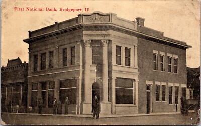 Postcard First National Bank in Bridgeport, Illinois