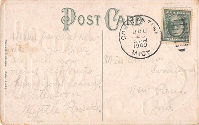 1909 Good Luck Postcard-Gorgeous Lily of the Valley & Gold Horseshoe-Serie 1440