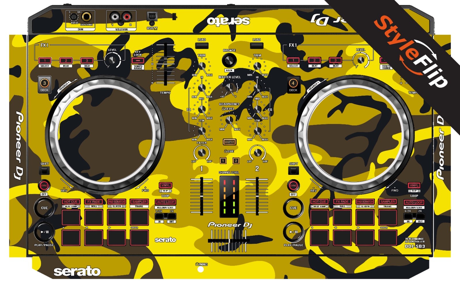 Pioneer DDJ-SB3 Skin | Camo Yellow | Protective Decal