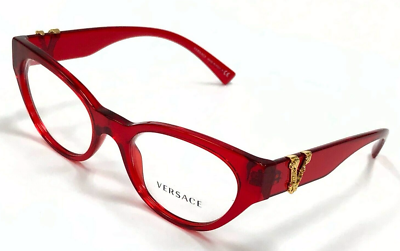 New Versace Reading Glasses VE 3282 5280 53 19 Red Gold Cat Eye Frames Readers