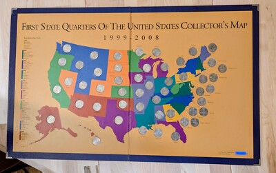 1999-2008 US State Quarters Collector's Map Complete Set of 50 Philadelpha mint