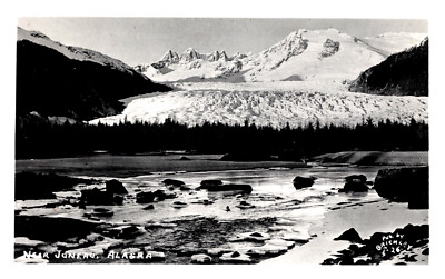 Mendenhall Glacier near Juneau Alaska AK Scenic View 1950s RPPC Postcard Photo