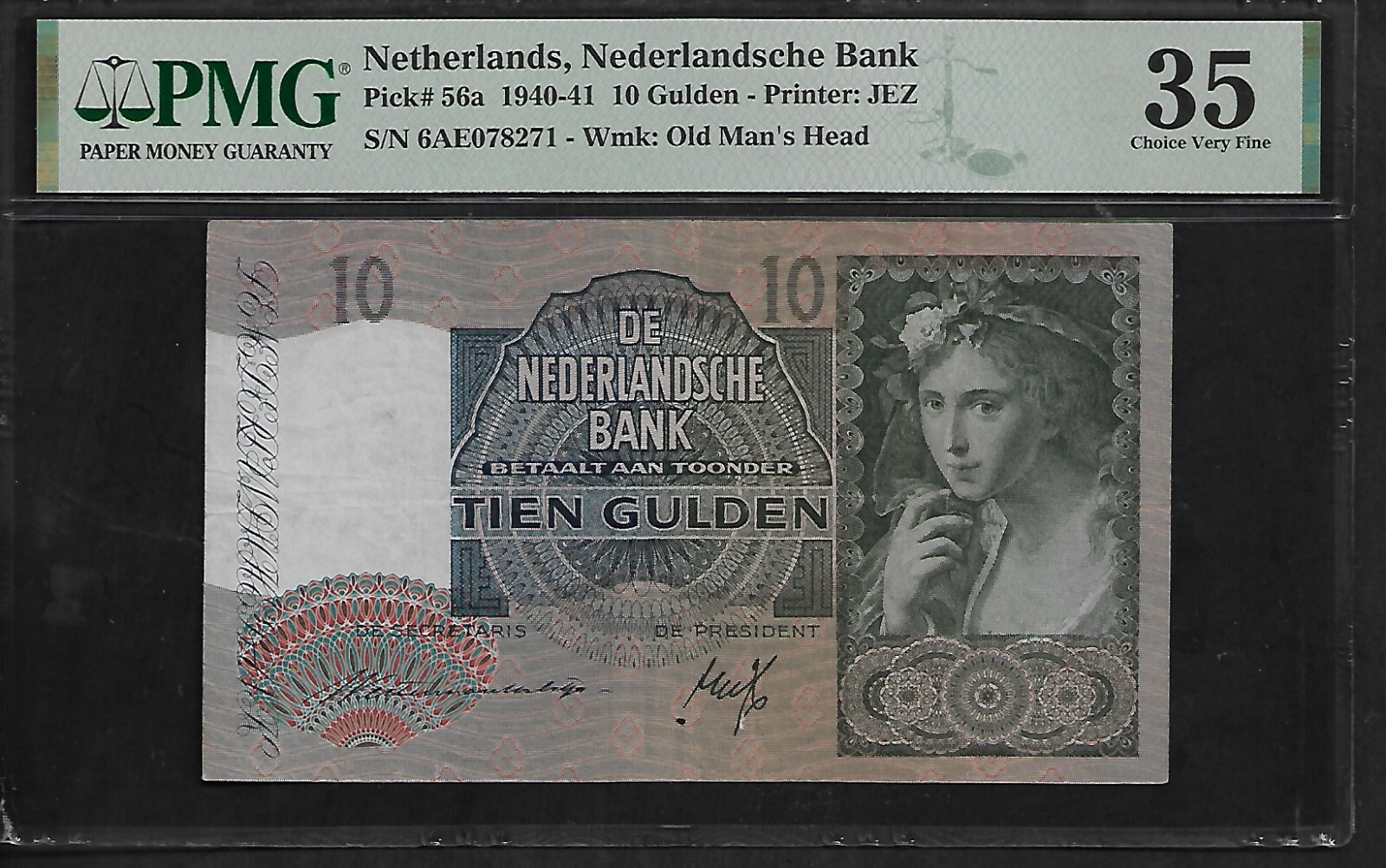 Netherlands 10 Gulden 1940-41 PMG 35 P#56a Nederlandsche