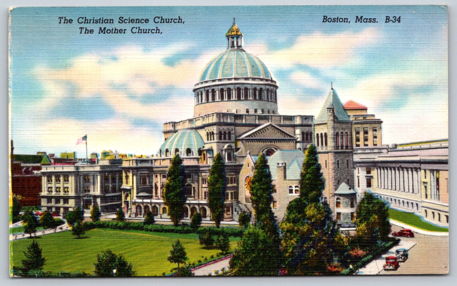 VTG Postcard Christian Science Church Boston MA The Mother Church 1940s Stamped