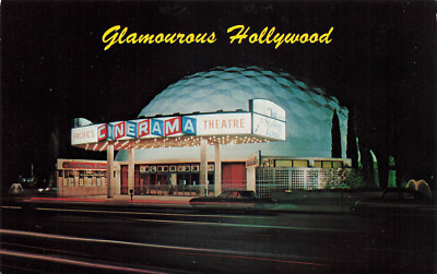 1968 Movie Marquee Geodesic Dome Theater Pacific Cinerama Hollywood CA Postcard