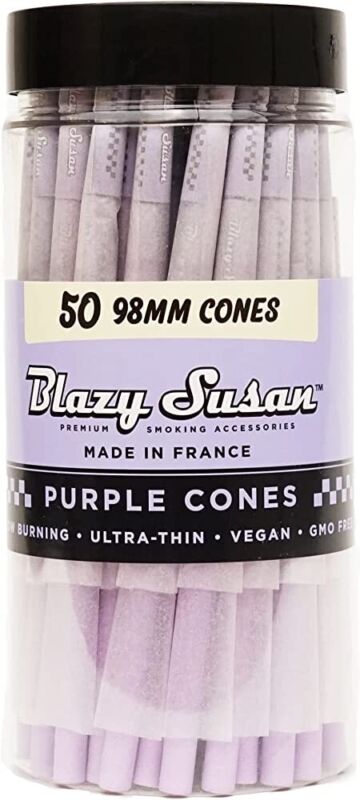 Blazy Susan Purple 98mm Pre-Rolled Cones - 50ct Jar