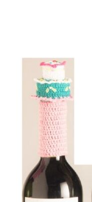 Lantern Moon Birthday Cake Pink Base Wine Bottle Topper