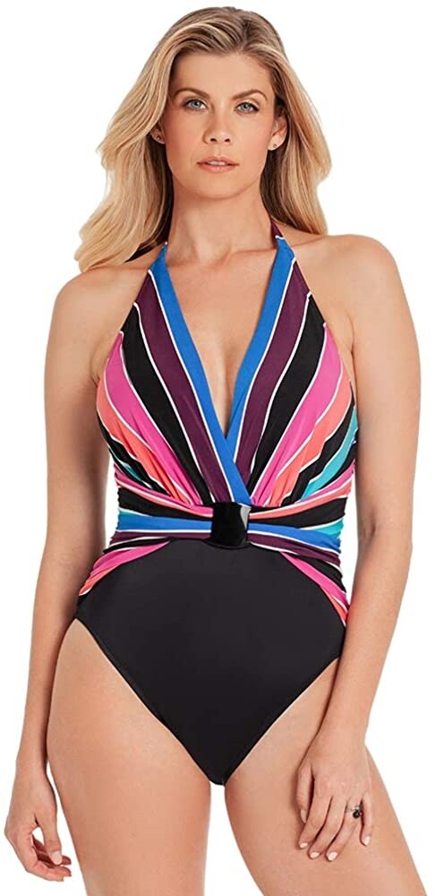 Magicsuit Womens 185113 Plunging V Neckline Adjustable Tie One Piece Size 10