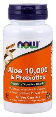 Now Foods Алоэ Вера 10 000 и пробиотики 60 растительных капсул