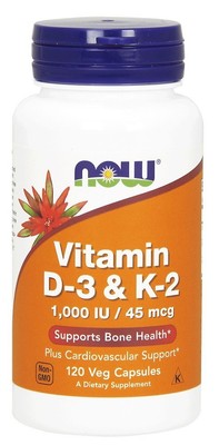 Now Foods Витамин D3 и K2 120 растительных капсул
