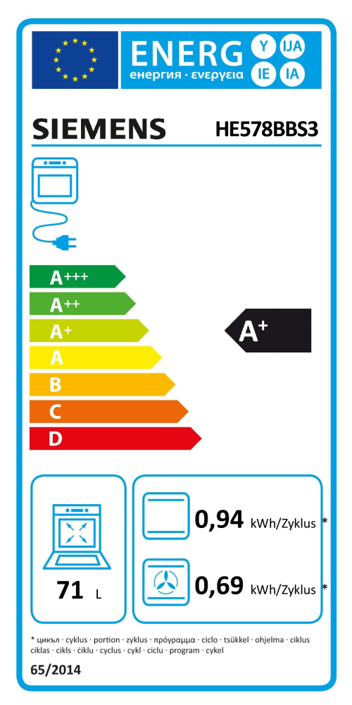 EEK:A+ auf einer Skala von A+++ bis D ist das Rating A+
