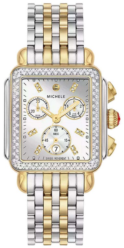 Michele Deco Diamant Haut Brillant Chronographe Deux Nuances Montre Femmes