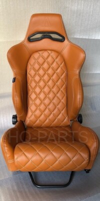 椅子 ttu 2 X TANAKA TAN PVC LEATHER RACING SEATS RECLINABLE + SLIDERS