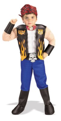 Biker Boy Motorcycle Rider Fancy Dress Up Halloween Muscle Toddler Child Costume