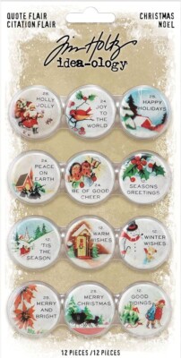 Tim Holtz idea-ology Christmas Quote Flairs TH94196