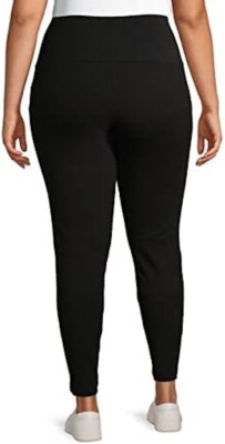 Terra & Sky Women's Plus Size Sueded Full Length Leggings Black Shoot 2X 20W-22W