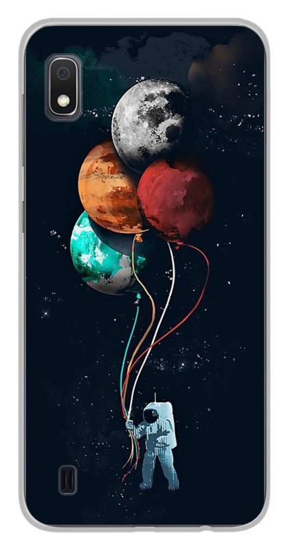 Coque En Silicone ImprimÃ©E Compatible Samsung Galaxy A10 Cosmonaute Aux Ballons