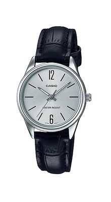 Casio LTP-V005L-7B Women's Standard Silver Tone Leather Band Silver Dial Watch