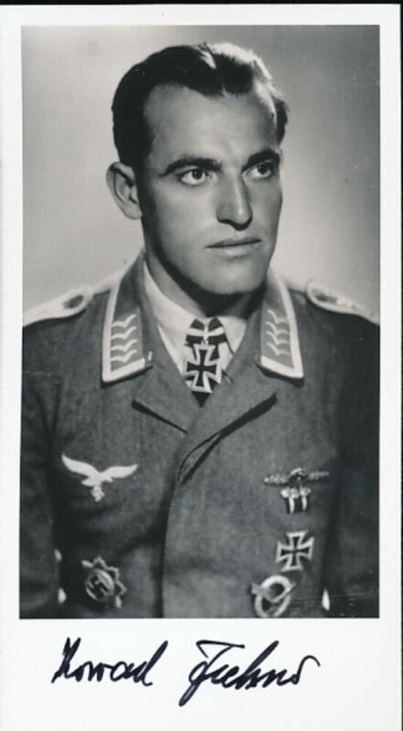 Konrad Fechner.signed photo. Luftwaffe Ace-Knigtht