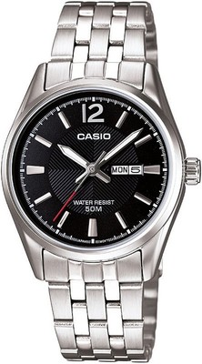 Casio LTP1335D-1AV Women's Standard Stainless Steel Day Date Black Dial Watch