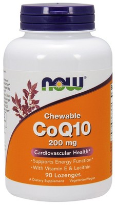 Now Foods CoQ10 200 мг с витамином Е 100 МЕ 90 жевательных таблеток