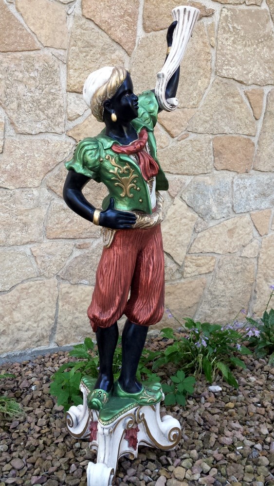 Antique style Italian Ventian Look Male Nubian Blackamoor statue figure art
