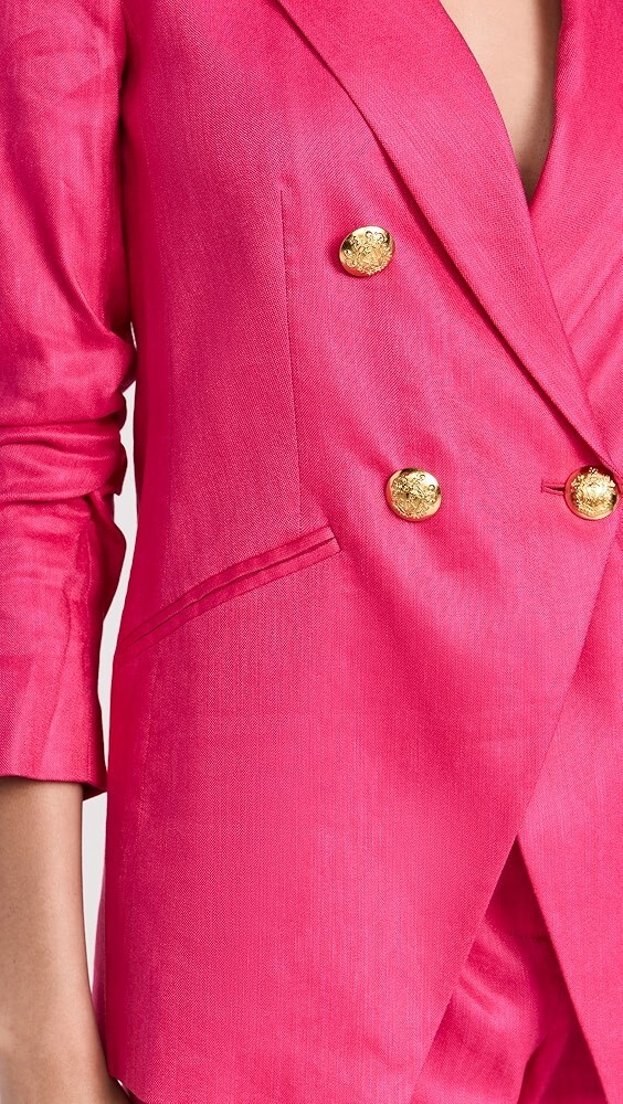 Pre-owned Veronica Beard Nwt-  Hirsh Double-breasted Linen-blend Dickey Jacket, Fuchsia - 4 In Pink