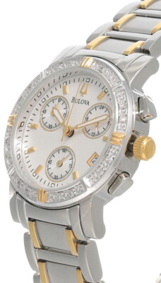 Pre-owned Bulova White Dial 30mm 2-tone Ss Women's Watch 98r98