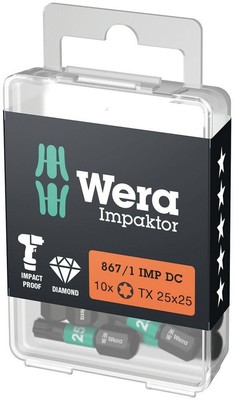 Wera - 867/1 IMP DC TORX  DIY Impaktor bits TX 20 x 25 mm 10 pieces- 05057624001