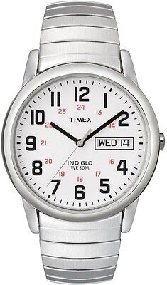 Timex T20461, Easy Reader, мужские, часы Silvertone Expansion, Indiglo, день/дата