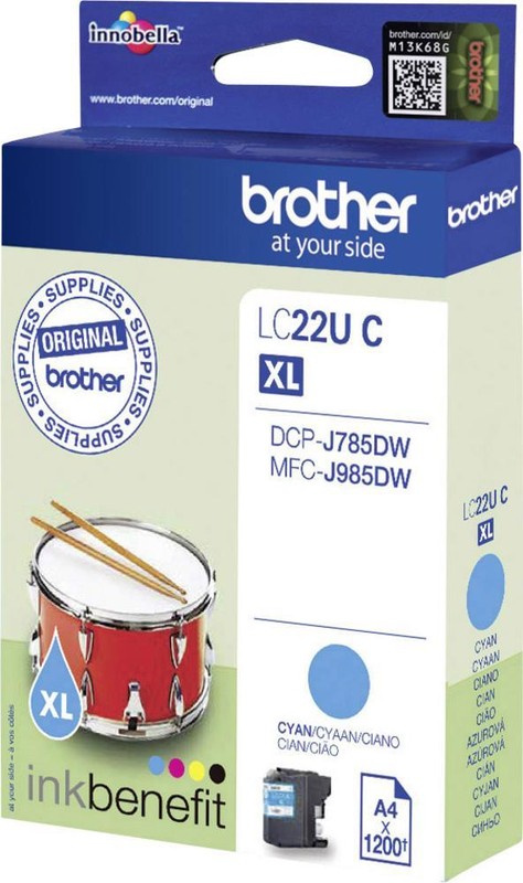 Cartouche Brother Cyan Lc22u C / Bleu Lc 22u C Lc22uc Pour Mfc-J985dw Dcp-J785dw