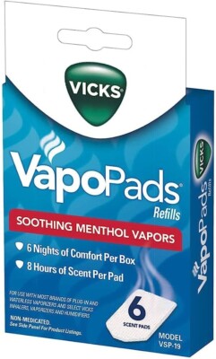 Vicks VapoPads Refill Pads VSP19 Menthol Vapor 6ct Box Each NEW