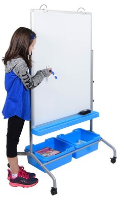 Classroom Chart Stand with Storage Bins in White [ID 3499875]