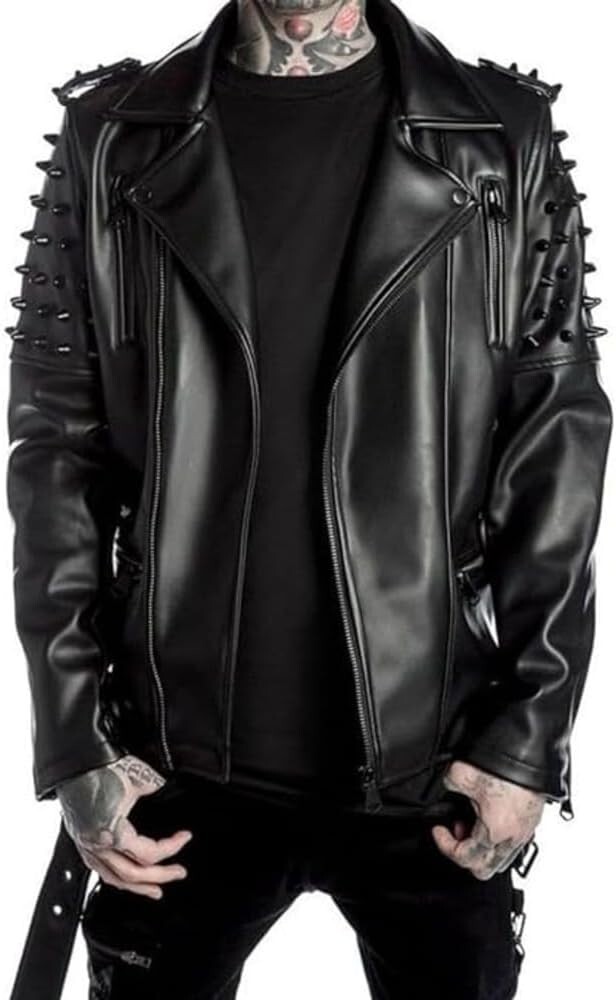 WEIRDO「WIND UP - AWARD JACKET / BLACK Men's Brando Notch Lapel Collar Punk Studded Spikes Black