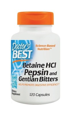 Doctors Best Betaine HCl, пепсин и горечавка, 120 капсул