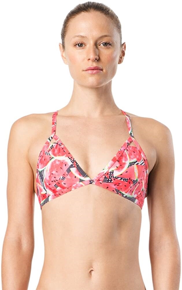 Speedo Women's 188511 Triangle Bikini Top Swimwear Deep Coral Turnz Size S