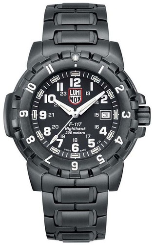 Pre-owned Luminox F-117 Nighthawk Black Pvd Black Dial Date Divers Mens Watch Xa.6402