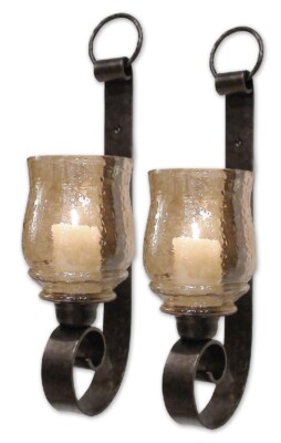 $165 Uttermost 19311 Bronze Brown Joselyn Small Wall Art Light Candle Sconces