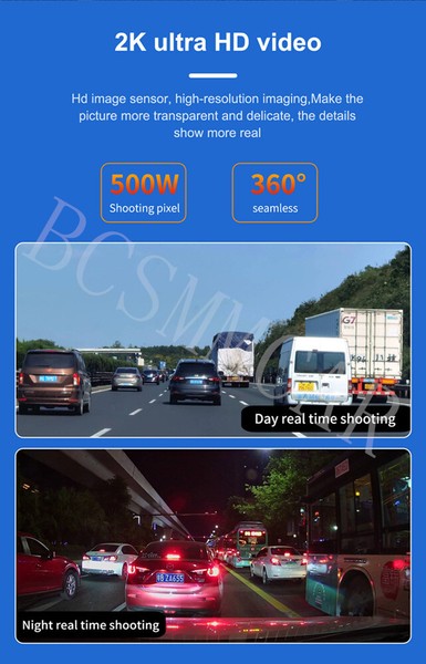 3 Channel Dash Cam Three Way Hidden Cam Car Front Rear Dual Lens Recording 2K HD - Image 4