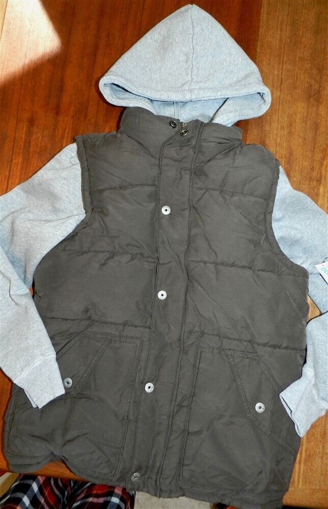 Vest Hoodie Combo Brown Gray LS Winter Old Navy Boy sz L 10 Vest Hoodie Combo Brown Gray LS Winter Old Navy Boy sz L 10