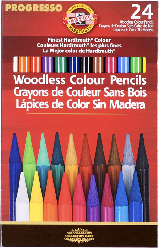 Koh-I-Noor Progresso Woodless Colored 24-Pencil Set, 24 Penc