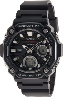 Casio World Time Countdown Timer Analog-Digital Men's Watch AEQ-120W-1AVCF