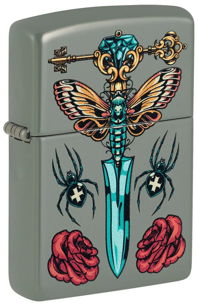 Zippo 49860. Готический дизайн кинжала, зажигалка с отделкой Sage