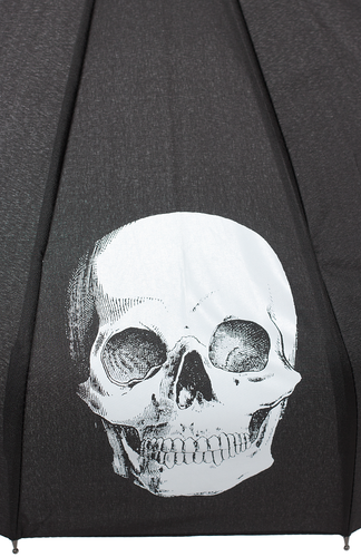 Sourpuss Black and White Skulls Pagoda Umbrella Halloween Gothic Punk Pin-Up