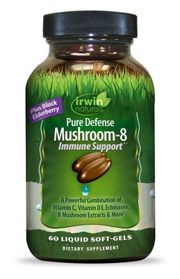 Irwin Naturals Pure Defense Mushroom-8 Поддержка иммунитета 60 жидких мягких капсул