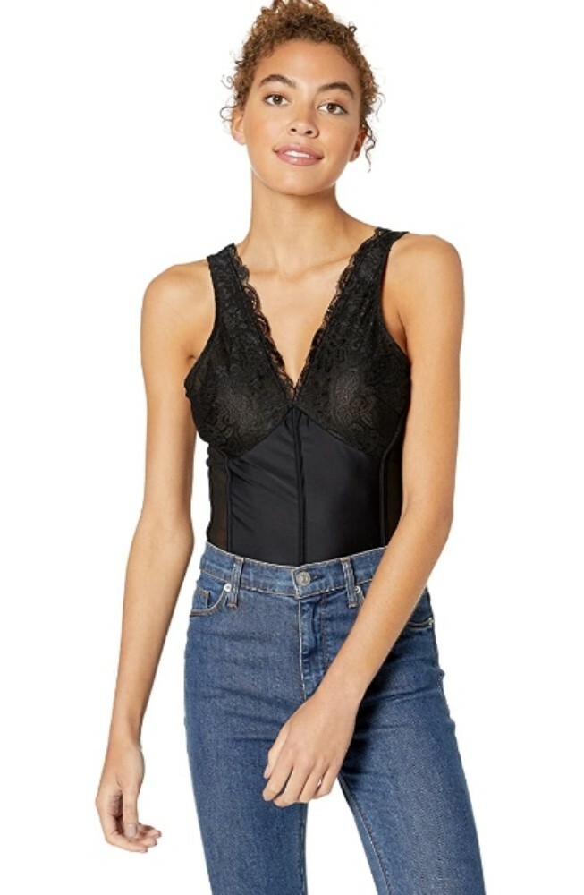 ASTR the label Women's 237520 Knit Lace Bodysuit Sleeveless Cami Shirt Size S