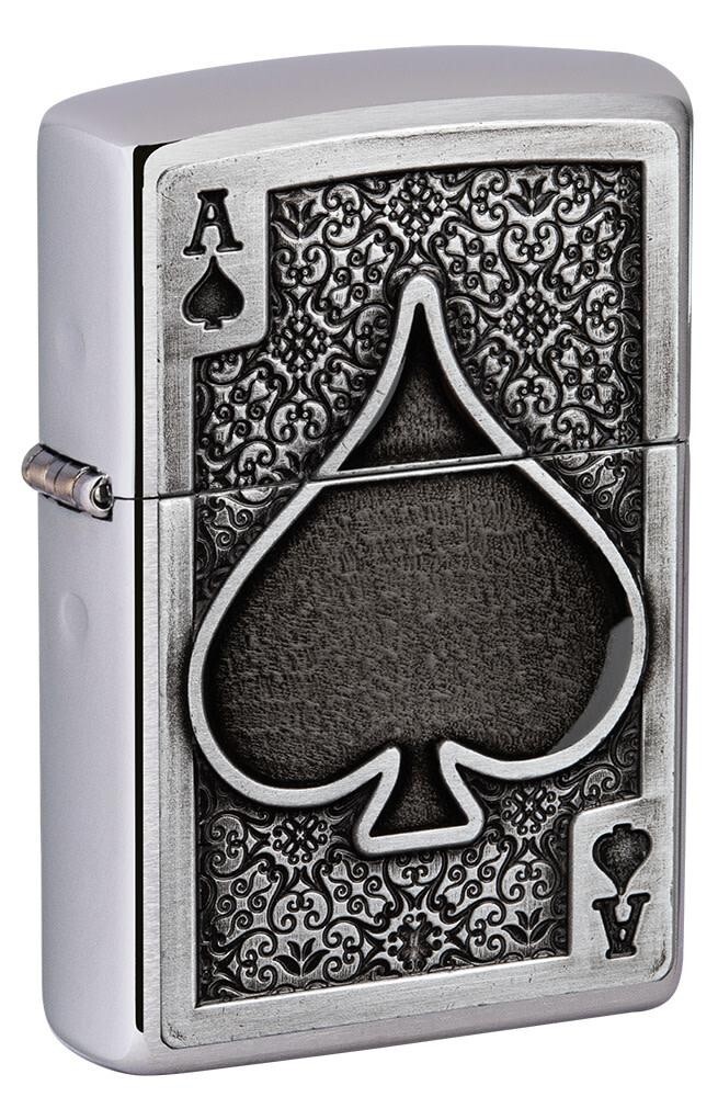 Zippo 49637, зажигалка Ace of Spades с матовой хромированной отделкой