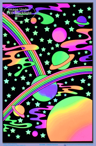 Celestial Rainbow by Audrey Herbertson Blacklight Poster - Flocked - 23" x 35"