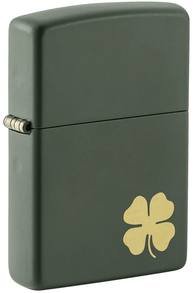 Zippo 49796, 4-листный клевер, зеленая матовая зажигалка