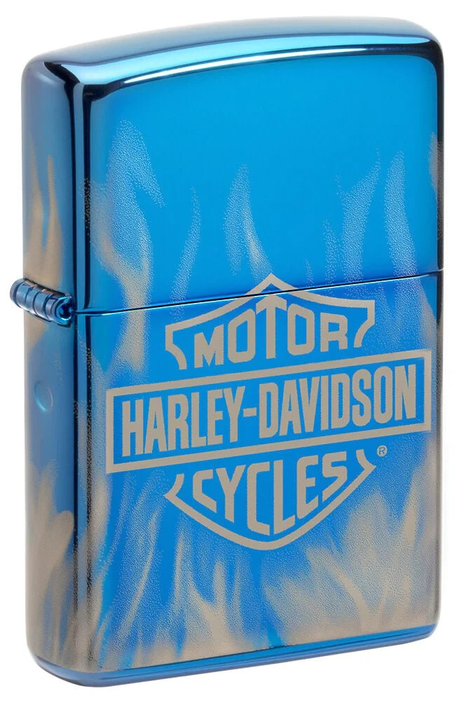 Zippo 49469, логотип Harley Davidson Motorcycles, полированная синяя зажигалка